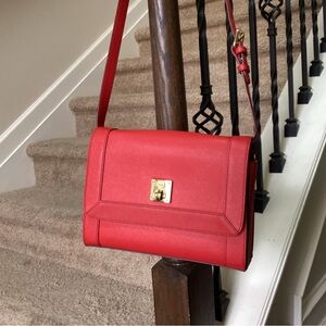 MCM Red Crossbody Bag with Gold Accent